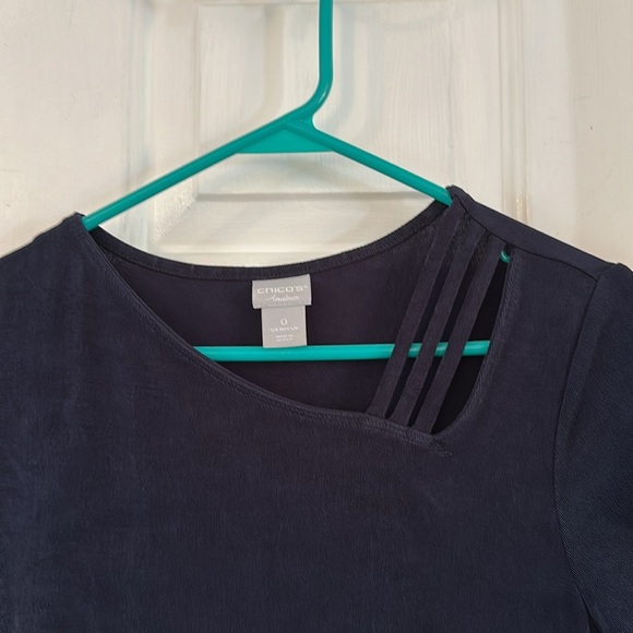 Women’s Chico’s Travelers Black Polyester & Spandex Short Sleeve Top Size 4 - Picture 3 of 6